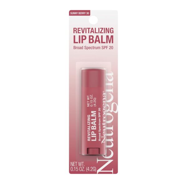 Neutrogena Revitalizing Tinted Lip Balm Broad Spectrum SPF 20 Sunscreen, Moisturizing Lip Balm with a Sheer Tint for Softer, Smoother, Healthier-Looking Lips, Sheer Sunny Berry 30, .15 oz