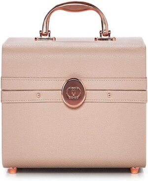 Caboodles Life & Style Small Train Case, Makeup Cosmetic Case Organizer Small Train Case,Cream White