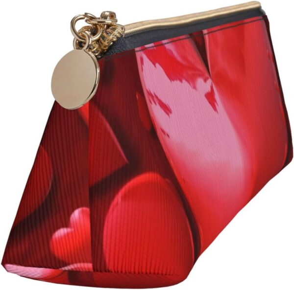 Hearts Love Makeup Bag Leather Pencil Case for Work Office Zippered Pen Pouch Aesthetic Pencil Storage Bag Portable Coin Pouch Purse for Travel
