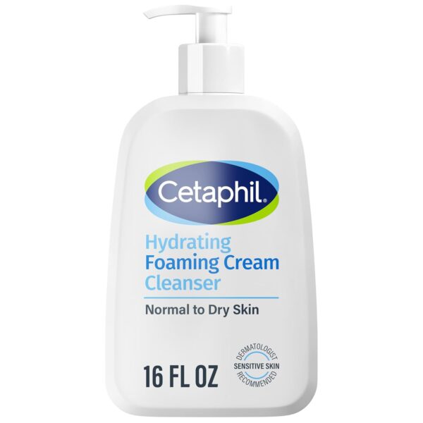 Cetaphil Cream to Foam Face Wash, Hydrating Foaming Cream Cleanser, 16 oz, For Normal to Dry, Sensitive Skin, with Soothing Prebiotic Aloe, Hypoallergenic, Fragrance Free