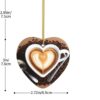 Christmas Ceramic Heart Pendant Decoration for Tree Hanging in Festive Season Coffee with Heart Pattern Prints