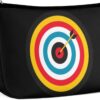 Archery Bullseye Target Sports Travel Cosmetic Bag PU Leather Makeup Bag Toiletry Bag Portable Pouch Makeup Organizer Case