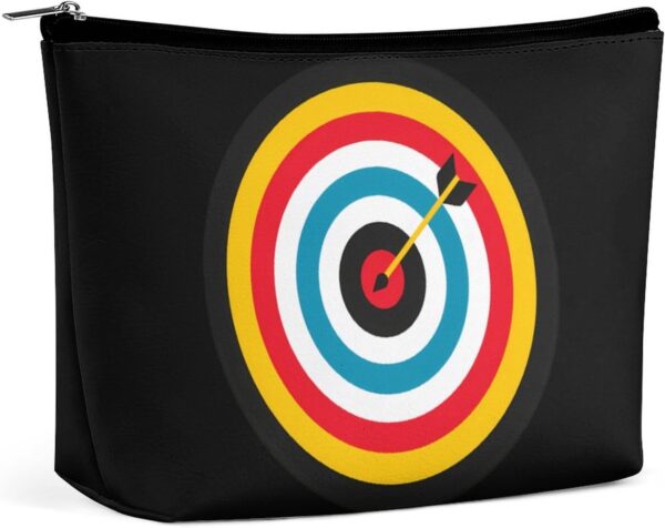 Archery Bullseye Target Sports Travel Cosmetic Bag PU Leather Makeup Bag Toiletry Bag Portable Pouch Makeup Organizer Case