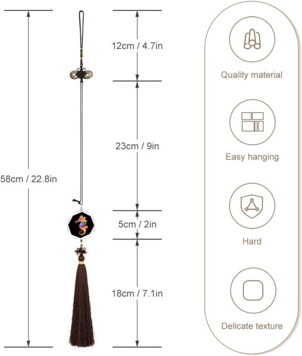 Seahorse Ocean Animal Colorful Car Pendant Crystal Car Rearview Mirror Charms Hanging Ornaments Hexagon