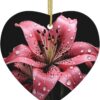 Christmas Ceramic Heart Pendant Decoration for Tree Hanging in Festive Season Polka Dot Pink Flower Prints