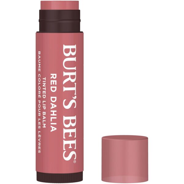 Burt's Bees Lip Tint Balm, Long Lasting 2 in 1 Duo Tinted Balm Formula, Color Infused with Hydrating Shea Butter for a Natural Looking Buildable Finish, Red Dahlia, 1 Tube