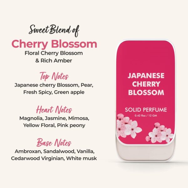THE LOVE Coo-. Japanese Cherry Blossom Solid Perfume for Men & Women | Long-Lasting Floral Fragrance Balm | Alcohol-Free, Travel-Friendly, Pocket Perfume Stick | Luxury Scent - 12gm