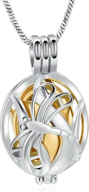 Customized Memorial Cremation Hollow Urn Pendant for Pet Dog Ashes Stainless Steel Woman's Keepsake Jewelry-B