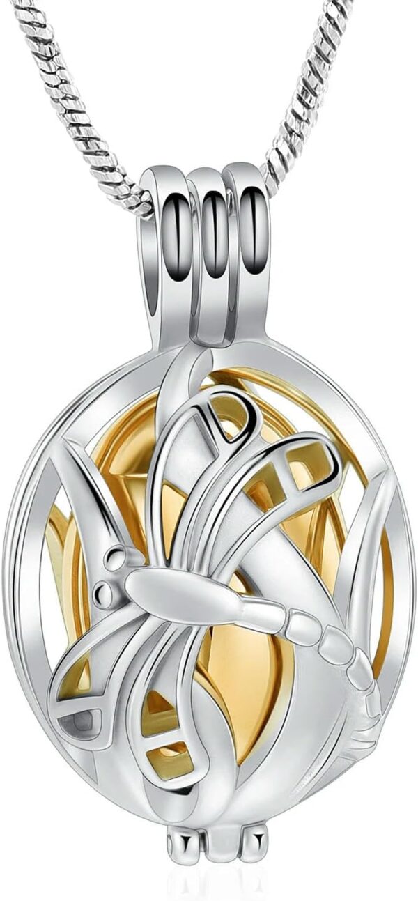 Customized Memorial Cremation Hollow Urn Pendant for Pet Dog Ashes Stainless Steel Woman's Keepsake Jewelry-B