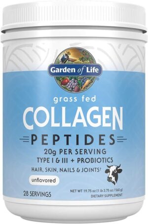 Garden of Life Grass Fed Collagen Peptides Powder Unflavored Collagen Powder for Women Men Hair Skin Nails Joints, Hydrolyzed Collagen Protein Supplements, Collagen for Women & Men, 28 Servings