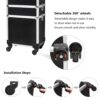 OmySalon 4 in 1 Aluminum Rolling Makeup Train Case, Travel Organizer Cosmetic Case, Cosmetology Display Suitcase Beauty Storage Luggage Lockable w/4 Removable Wheels (Black)