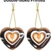 Christmas Ceramic Heart Pendant Decoration for Tree Hanging in Festive Season Coffee with Heart Pattern Prints