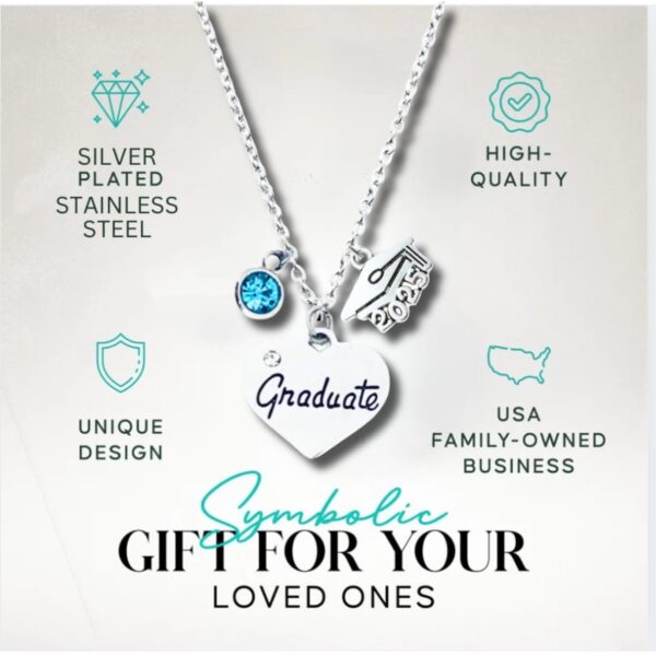 Infinity Collection - Personalized 2025 Graduation Charm Necklace with Birthstone - Graduation Jewelry Gift for Class of 2025 Graduates