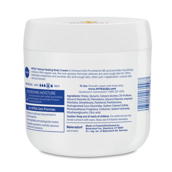NIVEA Intense Healing Body Cream, Non-Greasy Daily Moisturizer for Dry Skin, Enriched with Provitamin B5, Moisturizes Up To 72 Hours, 13.5 Oz Jar