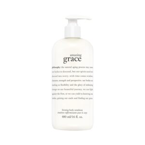 philosophy amazing grace firming body emulsion - luxury scented body lotion - formulated with shea butter for fast absorbing hydration - skin feels soft and smooth - suitable for all skin types