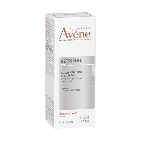 Avene Retrinal EYES Advanced 3-In-1 Eye Cream, Retinal eye cream, Powered by Retinaldehyde & Hyaluronic Acid, Helps smooth wrinkles, minimizes under-eye puffiness and dark circles, Fragrance-Free