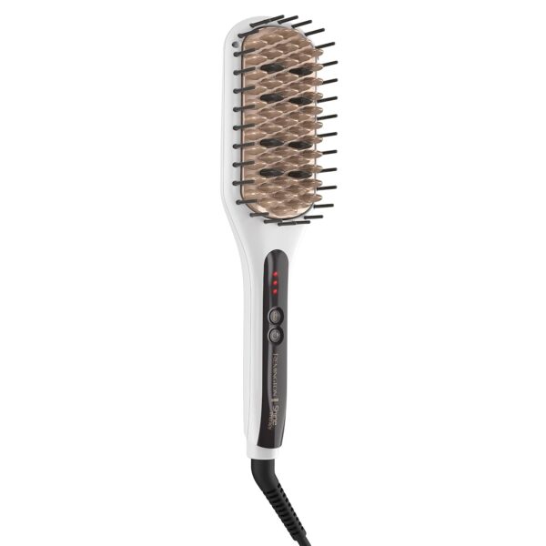 Remington Shine Therapy Hair Straightener Thermal Brush - Ceramic Infusion Technology, Argan Oil & Keratin Infused, One Pass Hair Straightener Brush with 7 Precision Heat Settings, Cool Tip Bristles