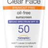 Neutrogena Clear Face Sunscreen Lotion for Acne-Prone Skin, Broad Spectrum SPF 50 Facial Sunscreen for Oily Skin, Oil-, Fragrance- & Oxybenzone-Free Water Resistant Sunscreen, 3 fl. oz