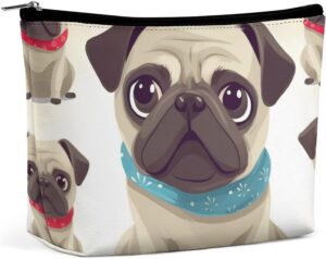 Toiletry Bag for Women Cute Pug Cosmetic Bag Portable Capacity Travel Makeup Bags with Zipper Lightweight Cute Beauty Makeup Organizer for Traveling, Accessories, Essentials