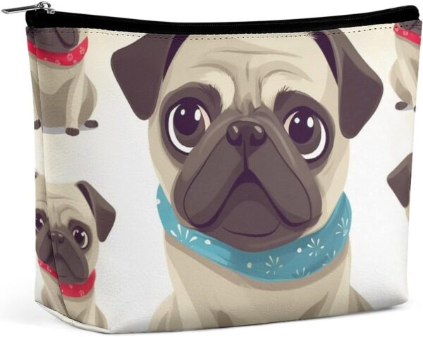 Toiletry Bag for Women Cute Pug Cosmetic Bag Portable Capacity Travel Makeup Bags with Zipper Lightweight Cute Beauty Makeup Organizer for Traveling, Accessories, Essentials