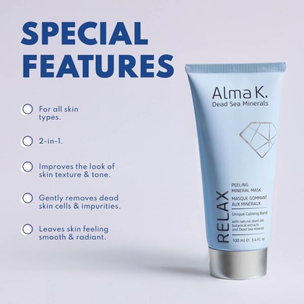 Alma K Peeling Mineral Mask - Exfoliating Face Mask with Avocado Butter and Oil - Face Peel with Dead Sea Minerals - Moisturizing Face Mask - 3.4 oz