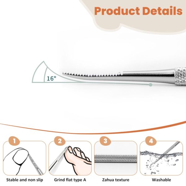Ingrown Toenail Kit, 2Pcs Ingrown Toenail Corrector, Manicure Pedicure Tools, Stainless Steel Cuticle Remover, Double Sided Nail Cleaner Care, Nail Cleaning Brushes