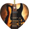 Christmas Ceramic Heart Pendant Decoration for Tree Hanging in Festive Season Instrumental Guitar Prints