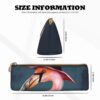 Halloween Flamingo Witch Hat Makeup Bag Leather Pencil Case for Work Office Zippered Pen Pouch Aesthetic Pencil Storage Bag Portable Coin Pouch Purse for Travel
