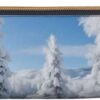 Snow-covered winter trees Makeup Bag Leather Pencil Case for Work Office Zippered Pen Pouch Aesthetic Pencil Storage Bag Portable Coin Pouch Purse for Travel