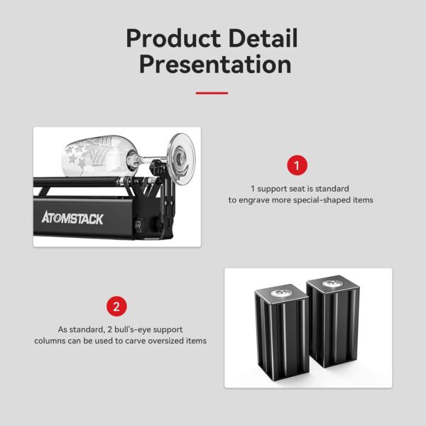 R3 PRO Roller for Cylindrical Irregular Objects with 360° Rotating Engraving 8 Angle Adjustments Support Frame Engraving Diameter As Small As 4MM Compatible with 95% of Engraving