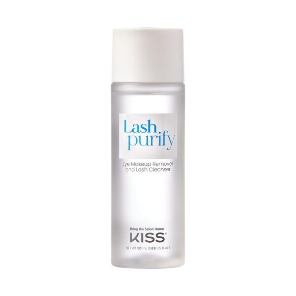 KISS Lash Purify Eye Makeup Remover & False Eyelash Cleanser/Conditioner, Gentle 3-in-1 Formula Removes Lash Glue & Waterproof Makeup, Net Wt. 50 ml (1.69 US fl. oz.)