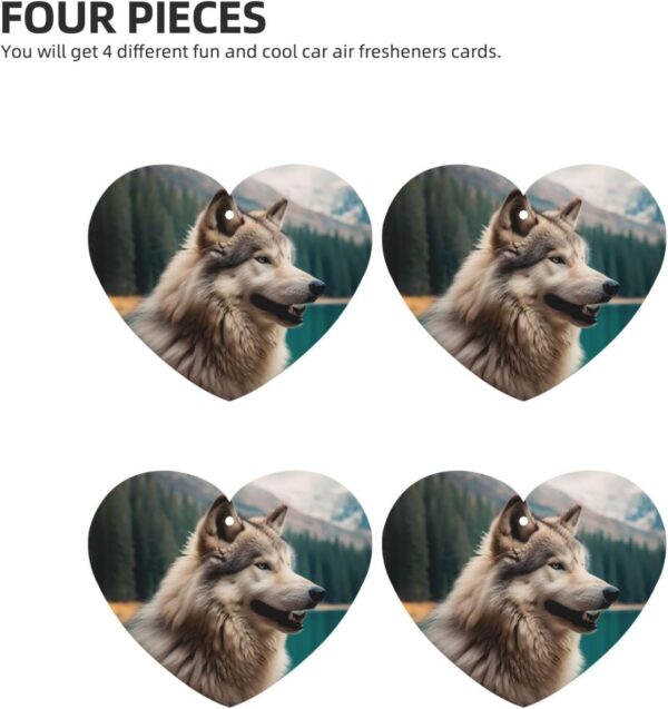 4 Pcs Car Air Fresheners Decorative Car Air Freshener Card Long Lasting Hanging Fragrance Scented Fun Animal Wolf Car Aromatherapy Tablets Rearview Mirror Pendant for Men Women