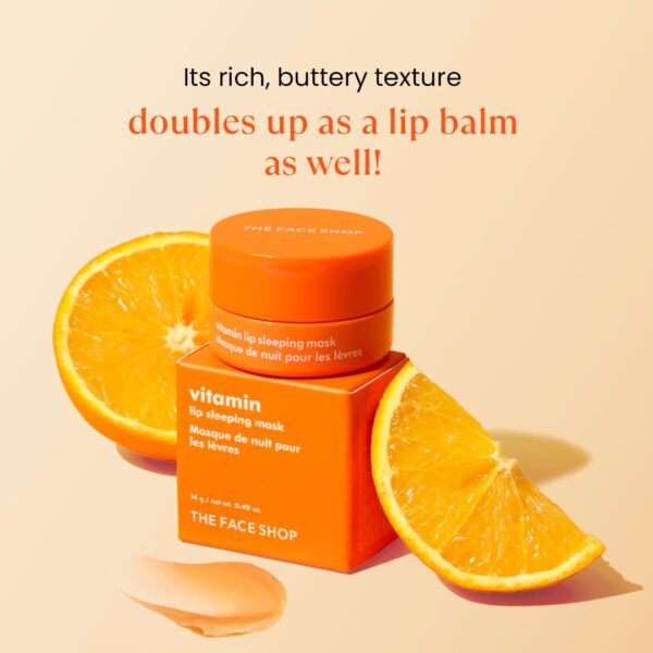 The Face Shop Vitamin C Lip Sleeping Mask - Smooths & Softens Dry Lips - Hydrating Lip Mask, Lip Balm, Lip Treatment, Lip Moisturizer - Overnight Lip Care for Lush Lips - Korean Skin Care