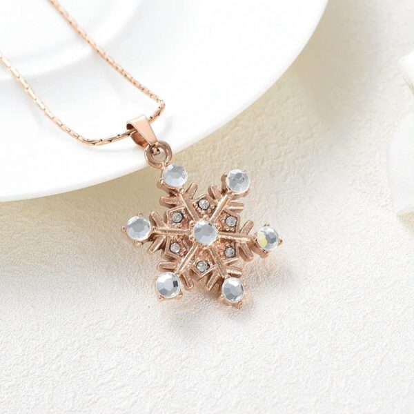 Memorial Urn Necklace Snowflake Pendant with Crystal Pet Dog Ashes Holder Stainless Steel for Woman Cremation Jewelry-D