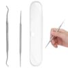 Ingrown Toenail Kit, 2Pcs Ingrown Toenail Corrector, Manicure Pedicure Tools, Stainless Steel Cuticle Remover, Double Sided Nail Cleaner Care, Nail Cleaning Brushes