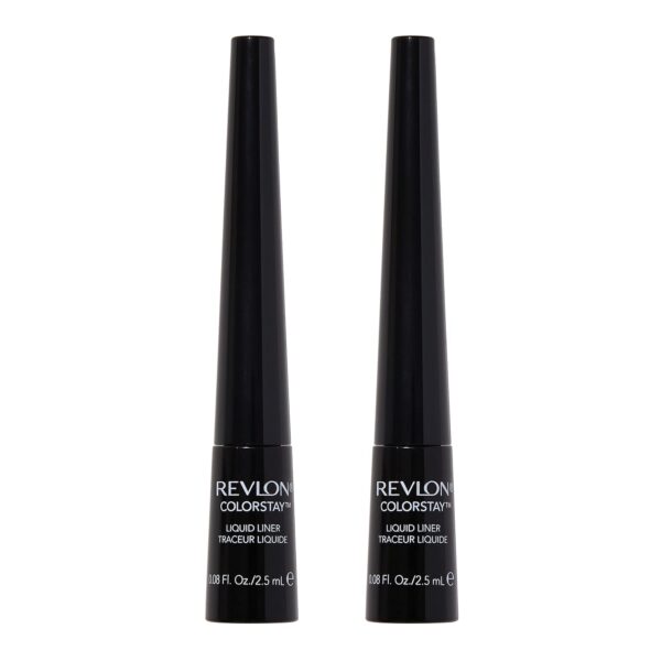 Revlon Liquid Eyeliner, ColorStay Eye Makeup, Smudgeproof, Longwearing with Ultra-Fine Tip, 251 Blackest Black (Pack of 2)