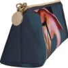 Halloween Flamingo Witch Hat Makeup Bag Leather Pencil Case for Work Office Zippered Pen Pouch Aesthetic Pencil Storage Bag Portable Coin Pouch Purse for Travel