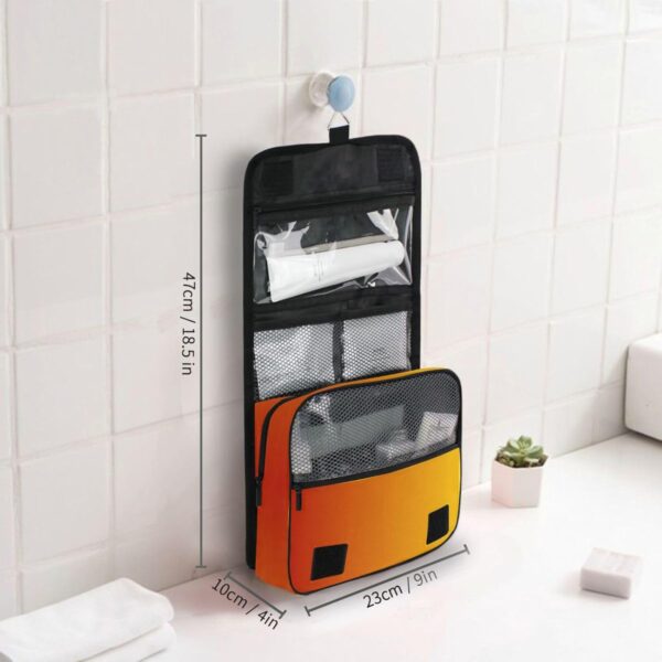 Sinestour Orange Gradient Custom Name Hanging Toiletry Bag Personalized Makeup Cosmetic Bag Travel Toiletry Organizer Large Capacity Cosmetic Case for Toiletries Shaving Brush Storage