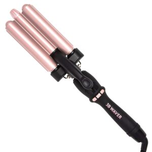 Beachwaver 3B Waver - Midnight Rose | Triple Barrel Hair Waver for Mermaid Waves | Professional Curling Iron with Adjustable Temperature, LED Screen, and Ceramic Barrels