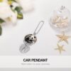 Panda Animal Hanging Car Charm Angel Wings Rear View Mirror Accessories, Handmade Car Hanging Ornament Pendant Interior, Cars Decorations, Personalized Rearview Mirror Accessories-Silver