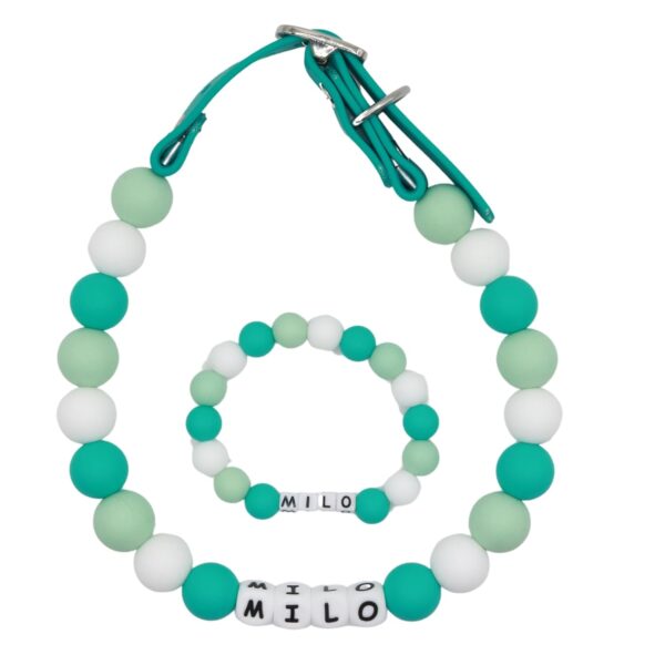 Friendship bracelet dog collar set Adjustable Beaded Name Dog Fashion Collar For Small Medium And Large Dogs Bead Silicone Dog Necklace Handmade Girl Boy Bling Fancy Female Cats Pretty Pearls Perla Cute Rinbow Heavy Duty (Pink Shades)