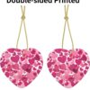 Christmas Ceramic Heart Pendant Decoration for Tree Hanging in Festive Season Pink Hearts Prints
