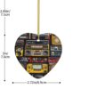 Christmas Ceramic Heart Pendant Decoration for Tree Hanging in Festive Season Vintage Wall of Radio Boombox Prints