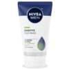 NIVEA MEN Sensitive Face Wash with Vitamin E and Chamomile Extract, No Drying Alcohol, Gentle Face Wash for Men with Sensitive Skin, 5 Fl Oz Tube