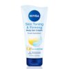 NIVEA Skin Firming & Toning Body Gel Cream with Q10, Hyaluronic Acid and Vitamin C, Clinically Tested Skin Firming & Toning Cream, 72-Hour Moisture, 6.7 Oz Tube