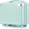 14inch Multifunctional Lady's Cosmetic for Case Travel Hand Luggage Portable Carrying Makeup Bag Suitcase, Green