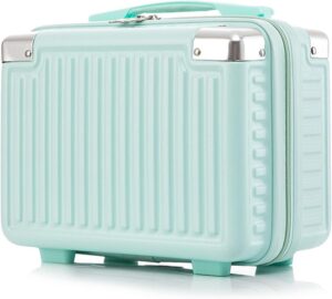 14inch Multifunctional Lady's Cosmetic for Case Travel Hand Luggage Portable Carrying Makeup Bag Suitcase, Green