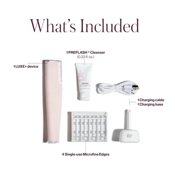 DERMAFLASH LUXE+ Device, Anti,Aging, Exfoliation, Hair Removal, and Dermaplaning Tool with Sonic Edge Technology and 4 Weeks of Treatment