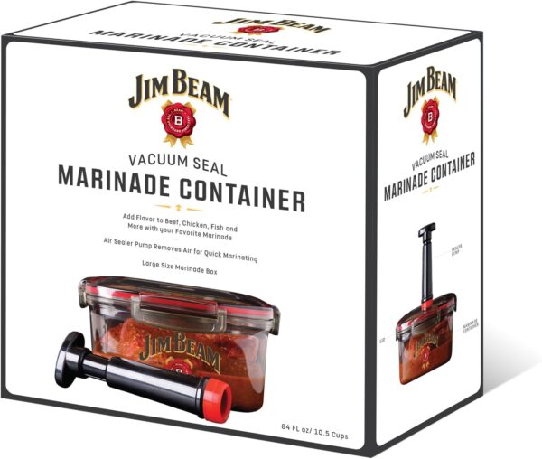 Jim Beam Vacuum Seal Marinade Box, Air Sealed Pump, Removes air from the Marinade Box, Speedy Marination Process, Barbecue and Grilling Marinator, Perfect Marination of Beef, Chicken and Fish