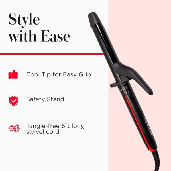 REVLON Smoothstay 1 Inch Curling Iron - Coconut Oil Infused Curling Wand Helps Enhance Shine & Smoothness, Creates Tight Bouncy Curls, and Reduced Frizz